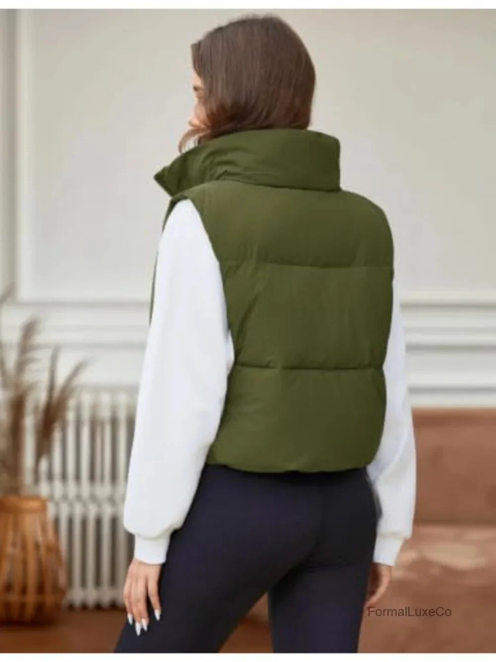 Women's Crop Puffer Vest Lightweight Insulated Padded Zip Up